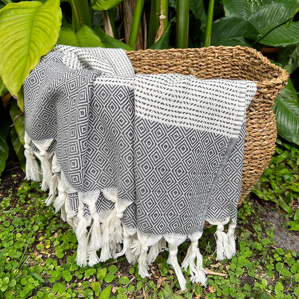 Diamond Stripe Turkish Throw by SLATE + SALT - Sumiye Co