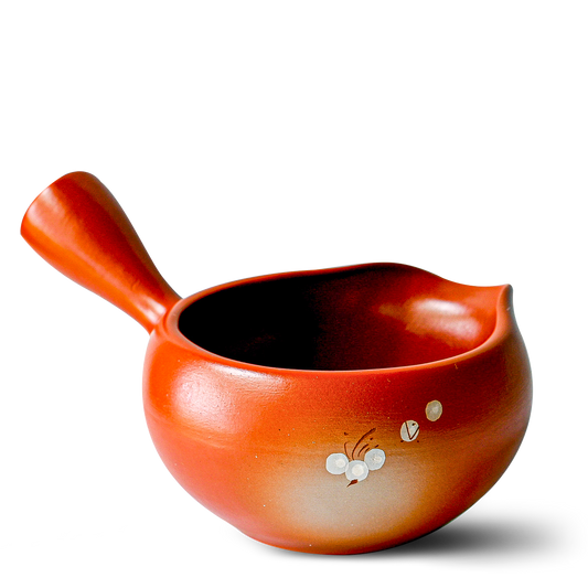 Red Flowers Matcha Bowl with Spout