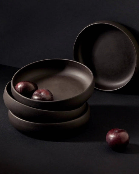 Tunisian Pasta Bowls (Set of 4) - Matte Black 7.9" x 1.6" - Sumiye Co