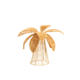Palm Tree Woven Candle Holder - Small - Dark Natural