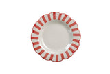 Ceramic Stripe Salad Plate, Red- 8.25x 8.25 x 1.25 Inches ( Set of 2 )