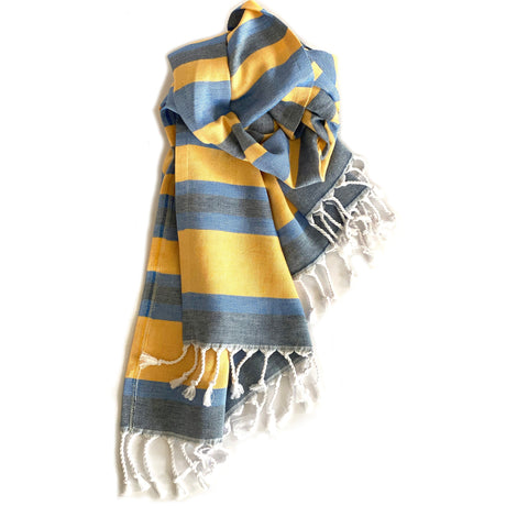 Samara Striped Blue & Yellow Turkish Towel - Sumiye Co
