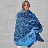 Macaroon Midnight Dark Blue Plush Textured Merino Handloom Throw - Sumiye Co