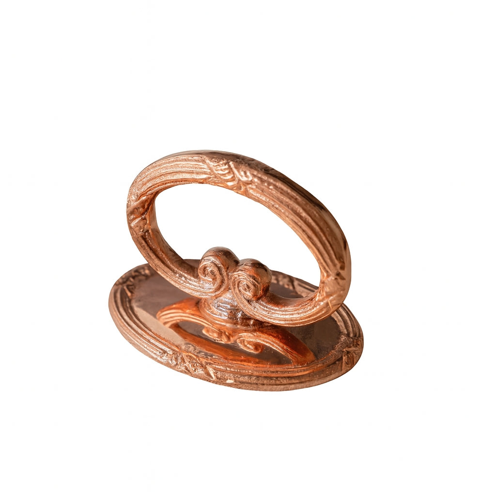 S/4 Vintage Inspired Copper Napkin Rings with Embossed Cross & Bow Pattern