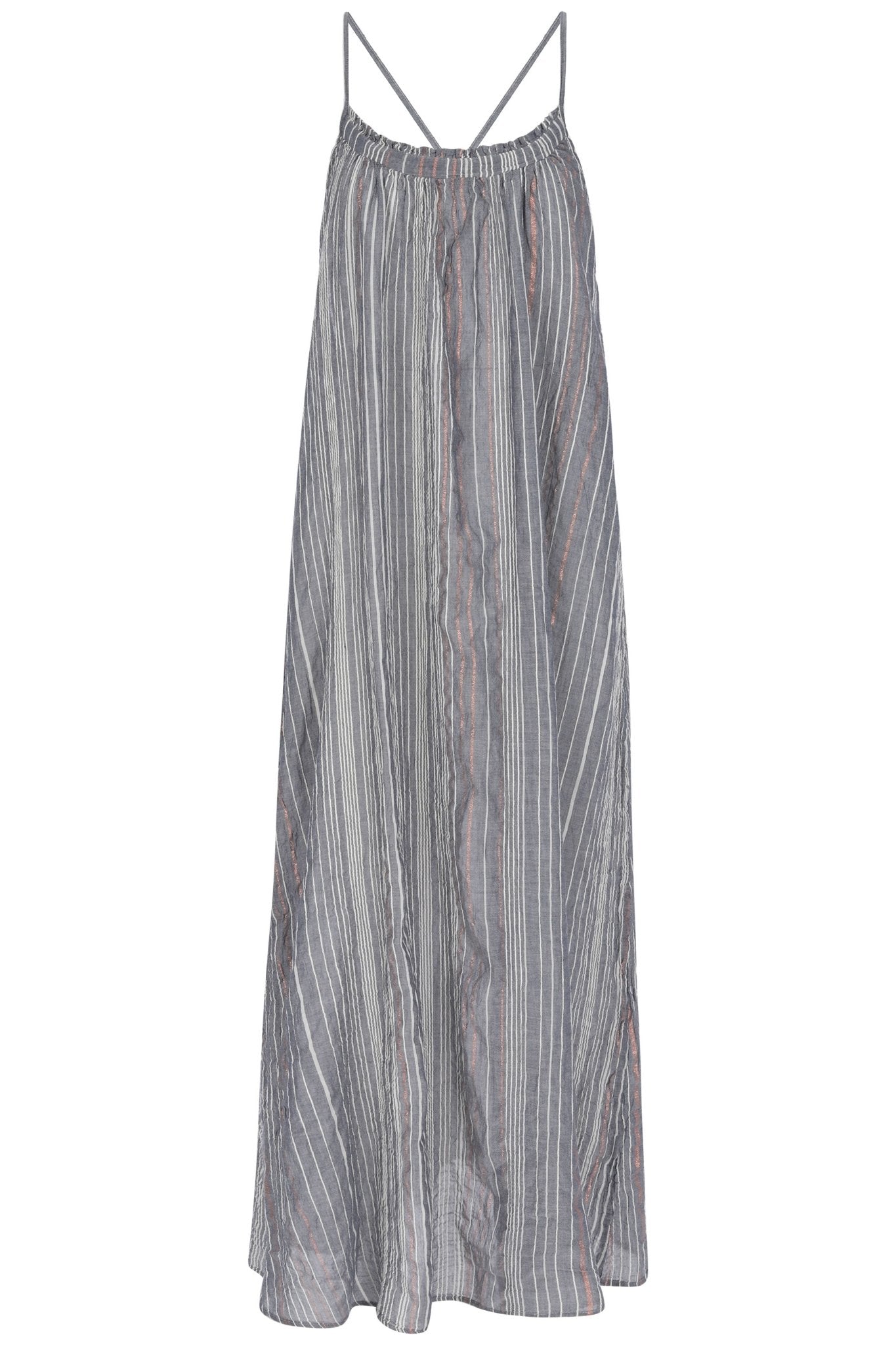 Canggu Maxi Dress - Navy With Stripes by The Handloom