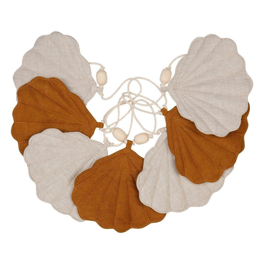 Shells Garland Linen “Caramel” | Nursery & Kids Room Decor