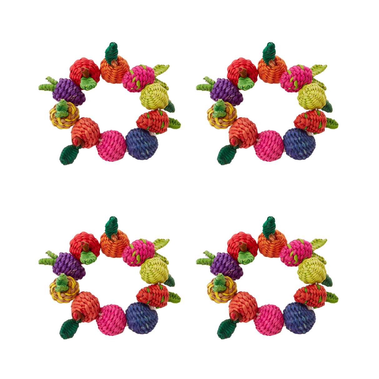Multi Fruit Woven Napkin Rings (Set of 4)