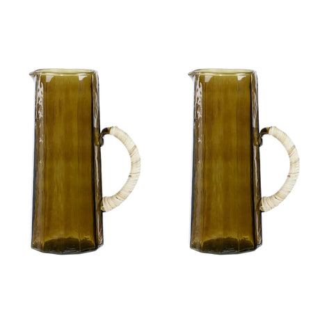 Hammered water pitcher, Brown- 6.25 x 9.5 Inches ( Set of 2 ) - Sumiye Co