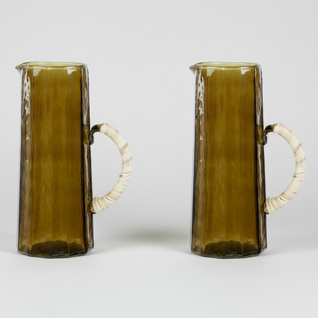 Hammered water pitcher, Brown- Set of 2 - Sumiye Co