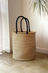 Natural w/ Black Horizontal Dashes Laundry Hamper - Sumiye Co