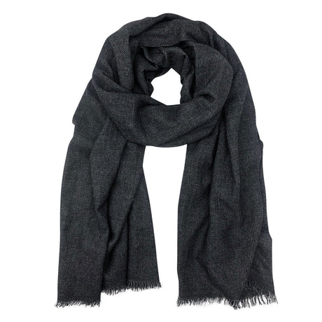 Black Handloom  Cashmere Scarf by SLATE + SALT - Sumiye Co