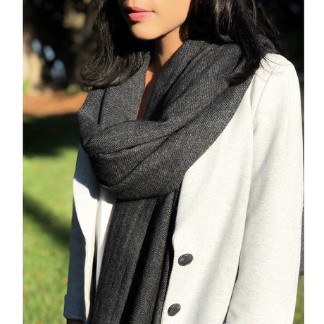 Charcoal Handloom  Cashmere Scarf by SLATE + SALT - Sumiye Co