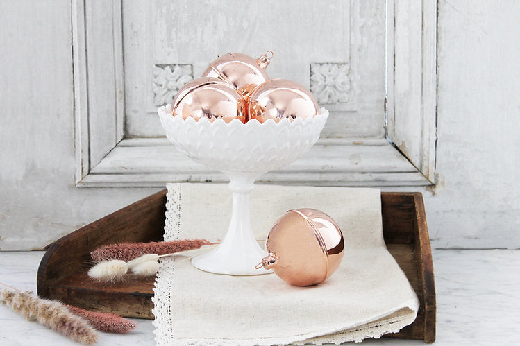 Copper Ball Ornaments (Set of 4 ) | Vintage Inspired - Sumiye Co