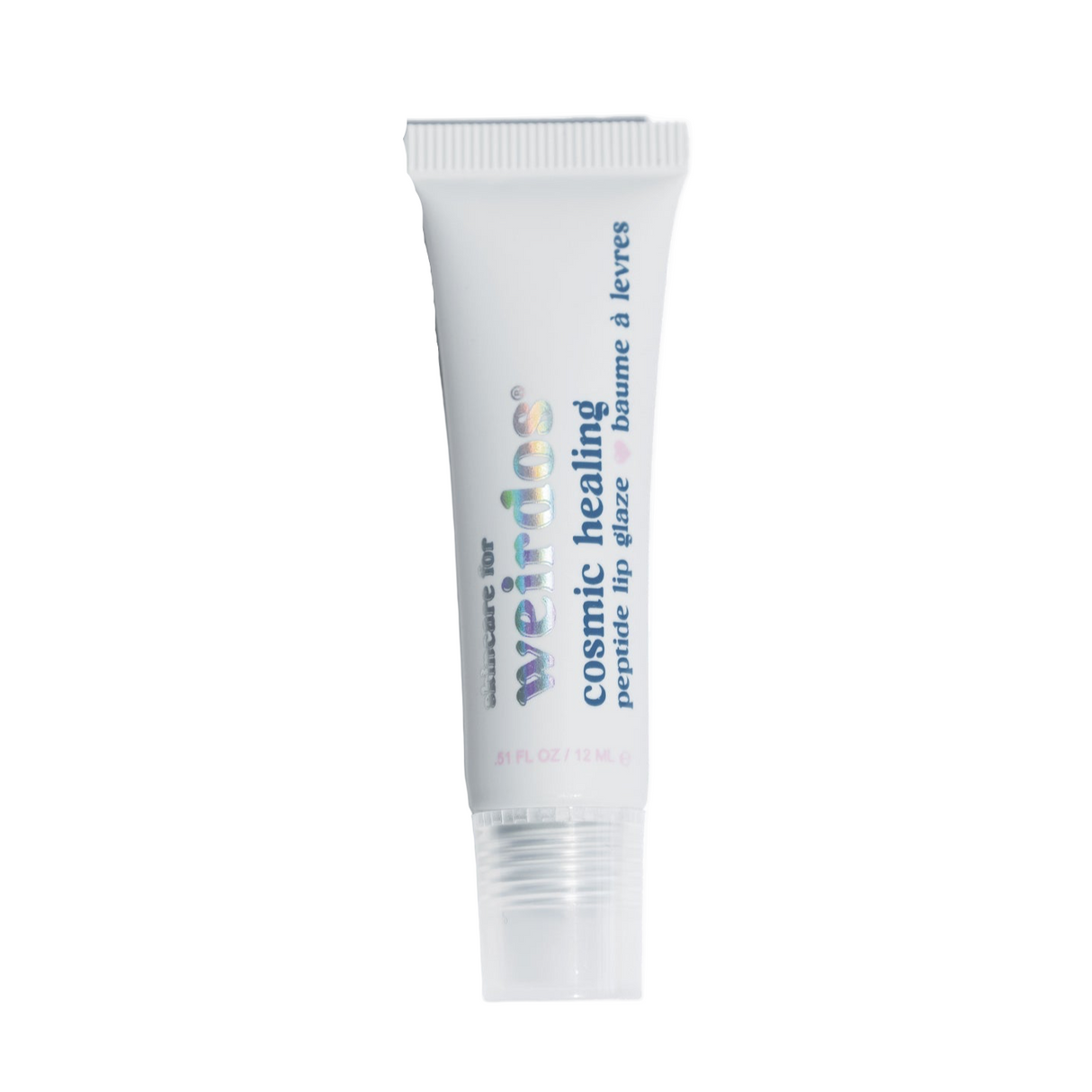 White tube of Weleda cosmic healing lip balm on a white background