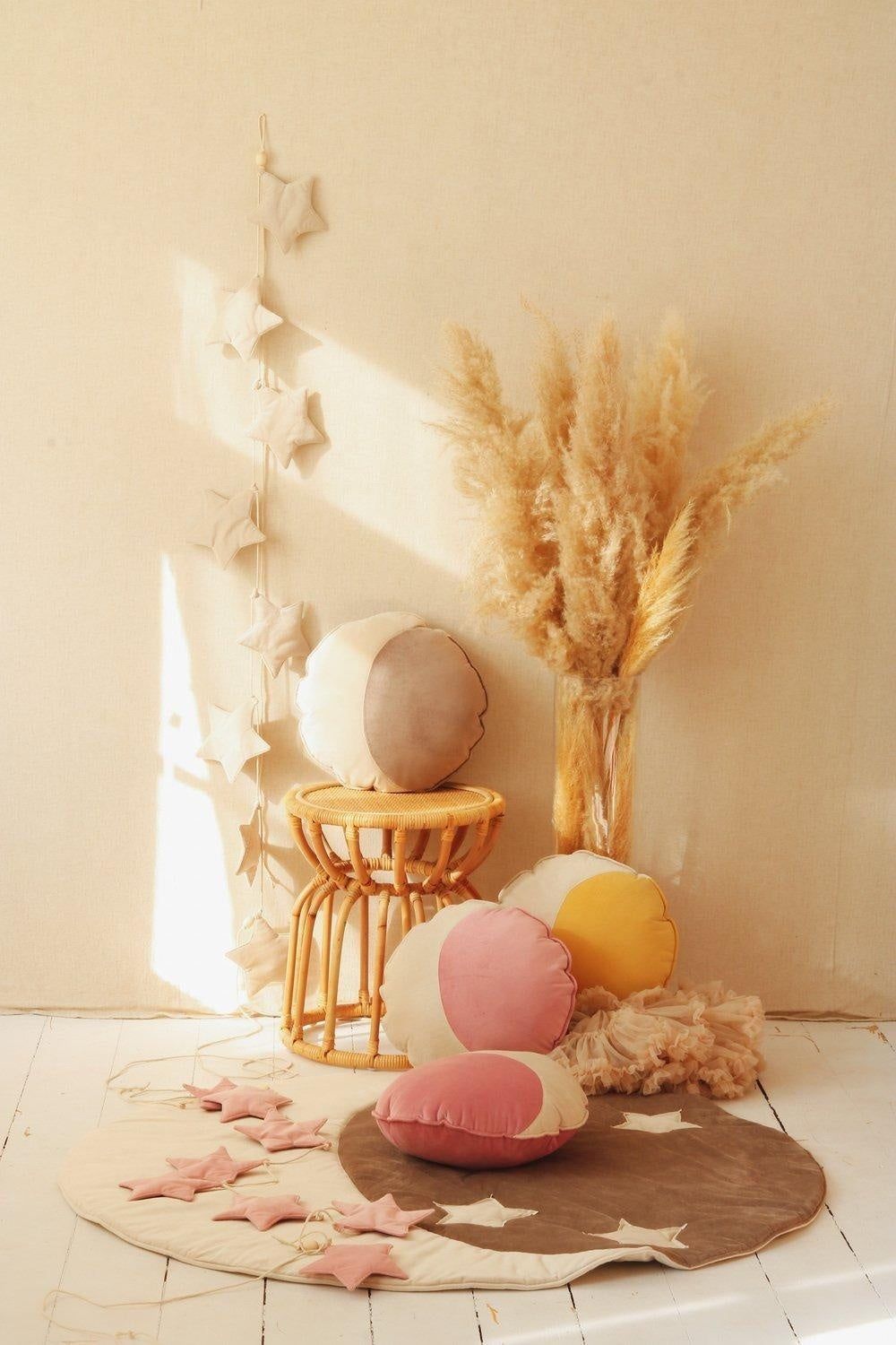 Stars Garland Velvet “Cream Dust” | Nursery & Kids Room Decor