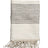 Textile with striped pattern and tassels on a white background