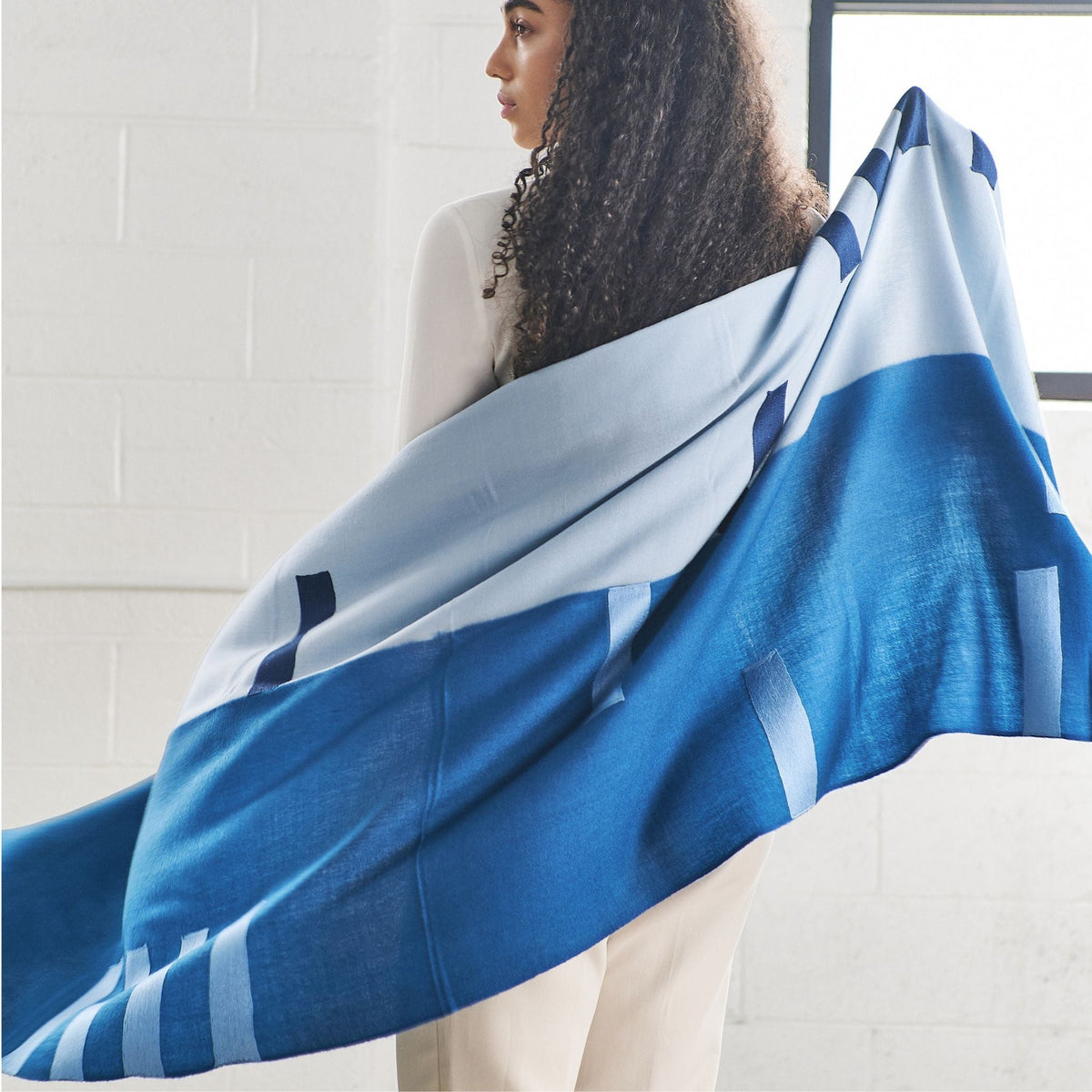 Hand Embroidered Modern Artisanal Scarf