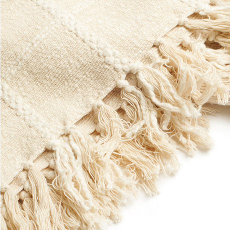 Sea Shell White Textured Checks Handloom Throw - Sumiye Co
