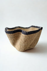 Handwoven Wave Basket - Natural w/ Black Accent