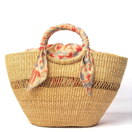 Butterfly Bag Medium - Natural w/ Light Grey and Red Lining - Sumiye Co