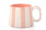 Ceramic Pink Stripe  Coffee cup- 220ml - 3.5 x 2.5 Inches (Set of 4)