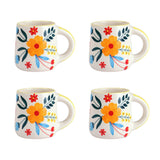 Floral Extravaganza Coffee Mug- Multi ,  3.5 X 2.5 Inches ( Set of 4 )