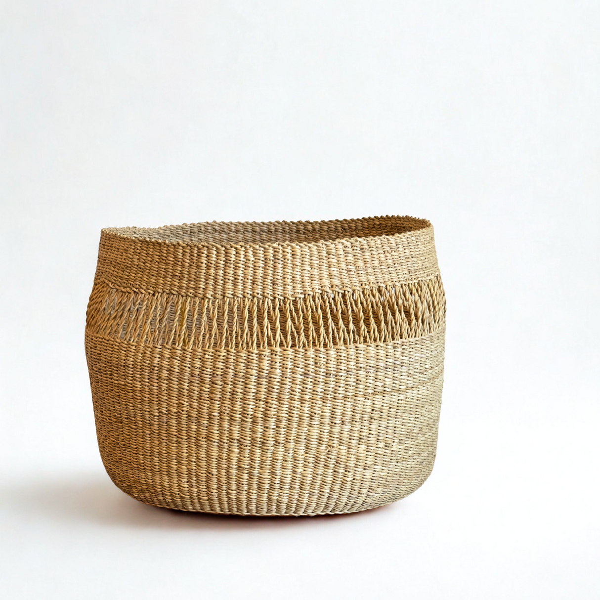 Mixed Weave Natural Planter Basket - Small
