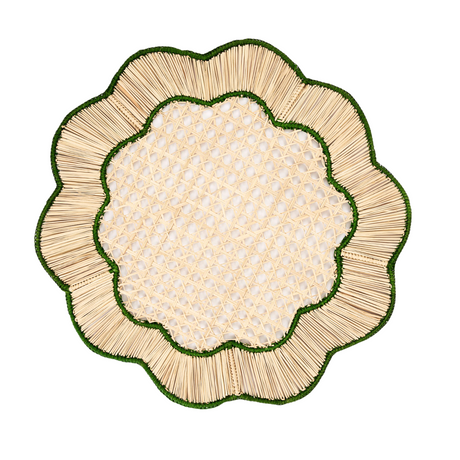 Decorative placemat with a textured design on a white background
