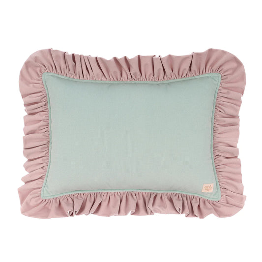Pillow with Frill "Strawberry matcha" Soft Velvet | Kids Room & Nursery Decor