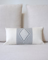 Diamante Lumbar Pillow with Border in Ivory - Sumiye Co