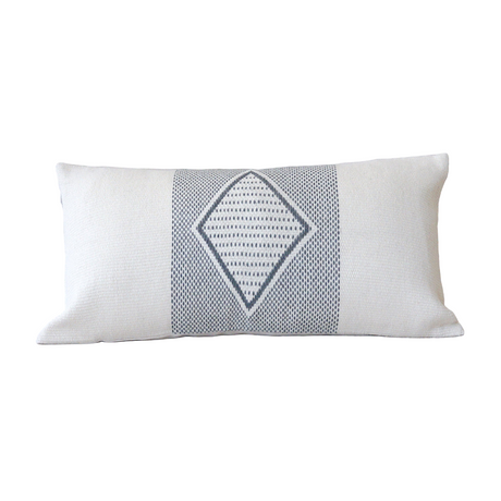 Diamante Lumbar Pillow with Border in Ivory - Sumiye Co