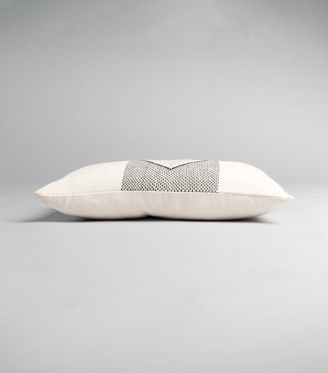 Diamante Lumbar Pillow with Border in Ivory - Sumiye Co