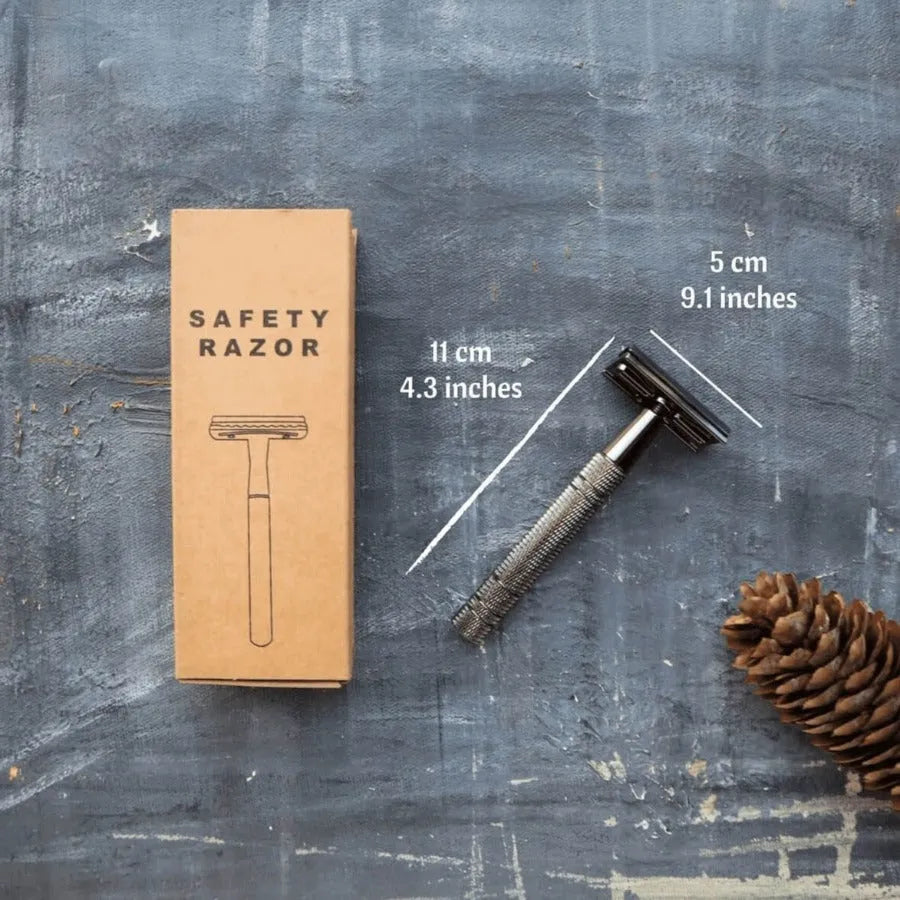 Double Edge Safety Razor Shaving Kit - Metallic Black-3