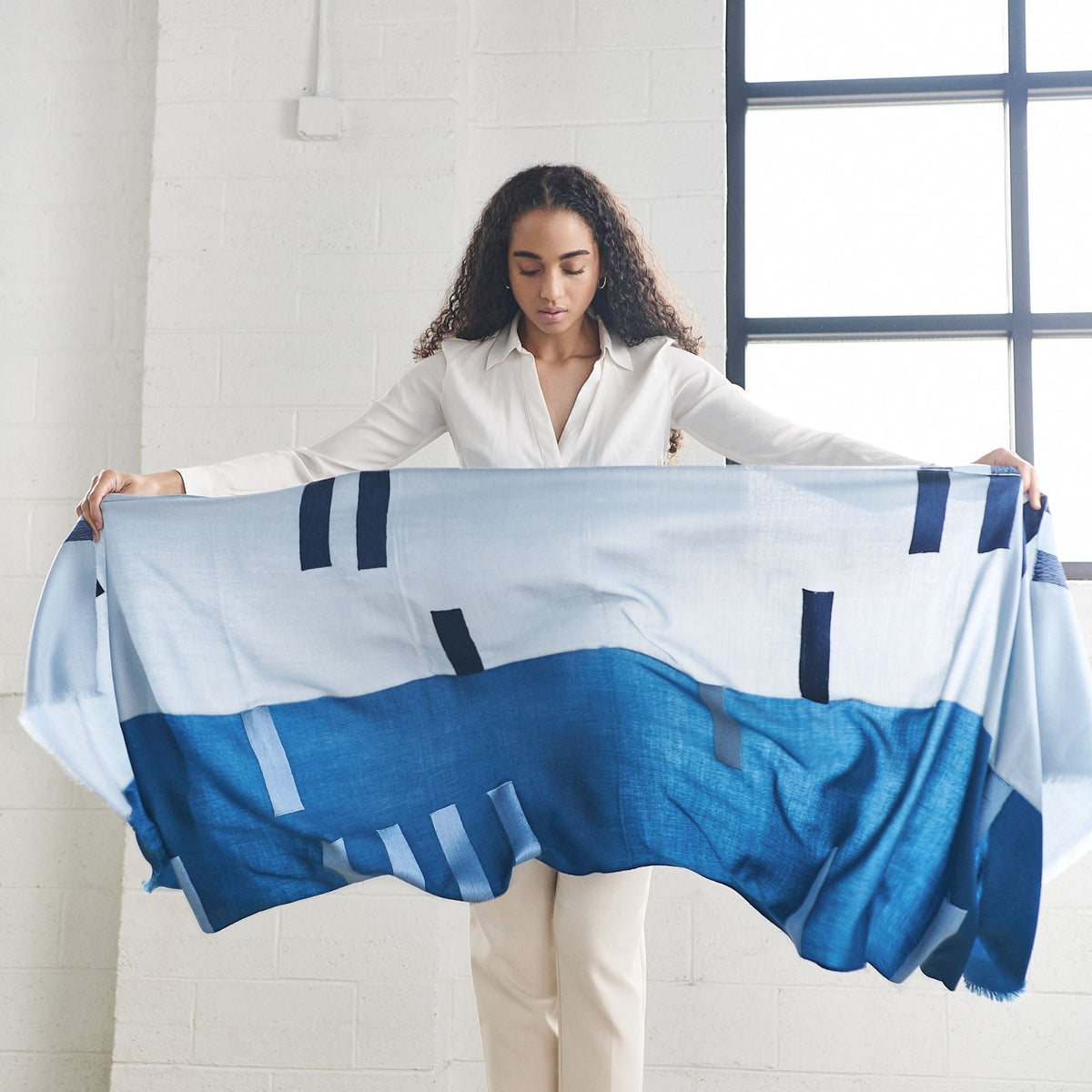 Hand Embroidered Modern Artisanal Scarf