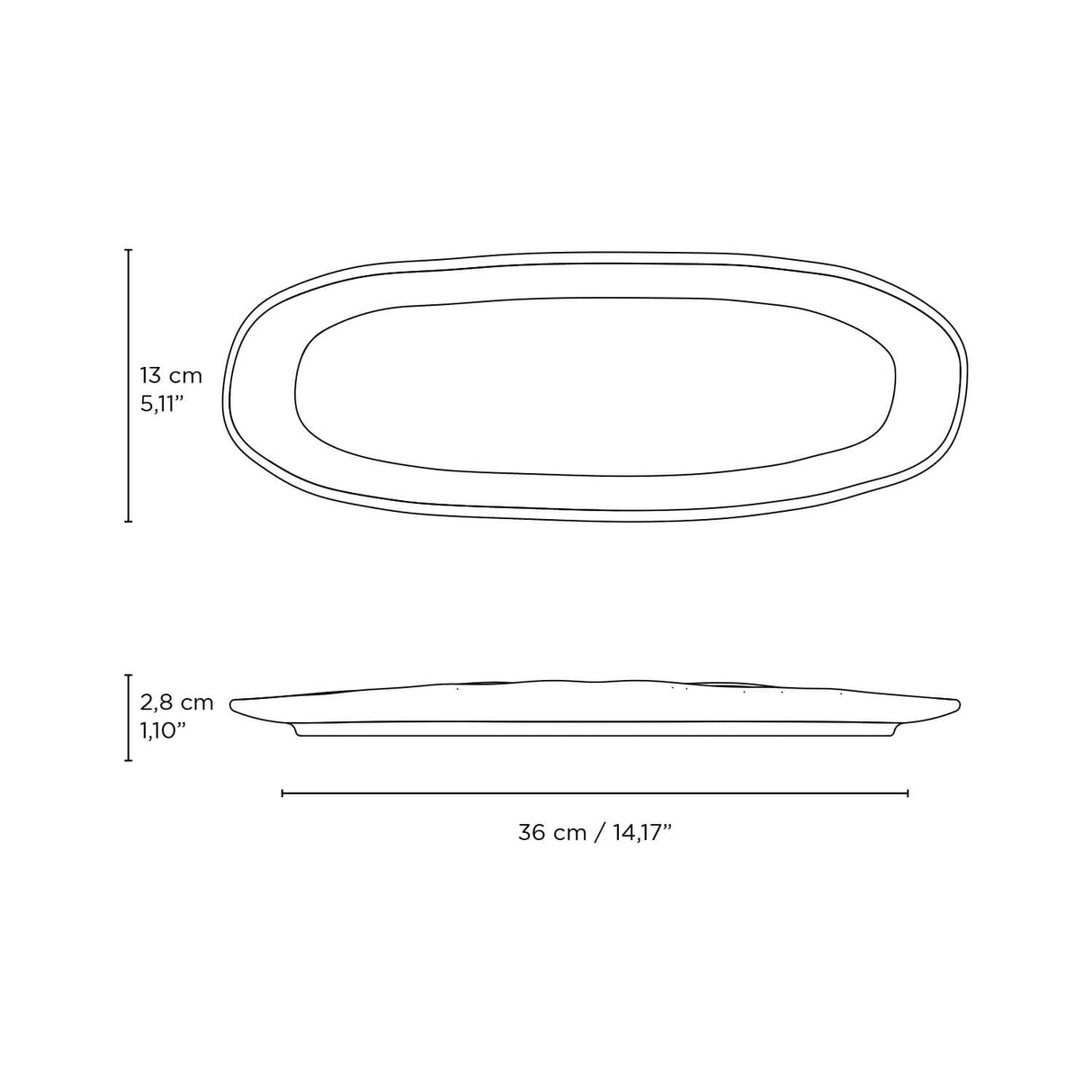 Shallow Organic Oval Platter Large Set of 4