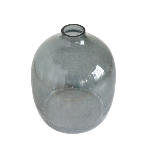 Clear glass vase on a white background