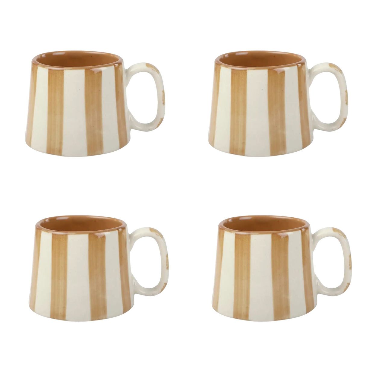 Ceramic Brown Stripe  Coffee cup - 3.5 x 2.5 Inches ( Set of 4 )