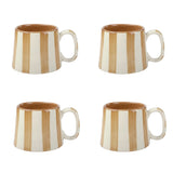 Ceramic Brown Stripe  Coffee cup - 3.5 x 2.5 Inches ( Set of 4 )