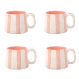 Ceramic Pink Stripe  Coffee cup- 220ml - 3.5 x 2.5 Inches (Set of 4)