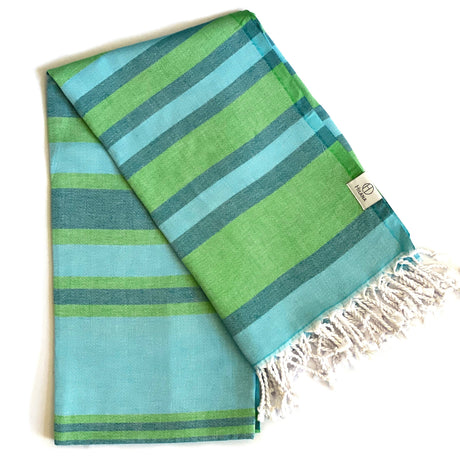 Samara Striped Sustainable Turkish Towel  Green - Sumiye Co