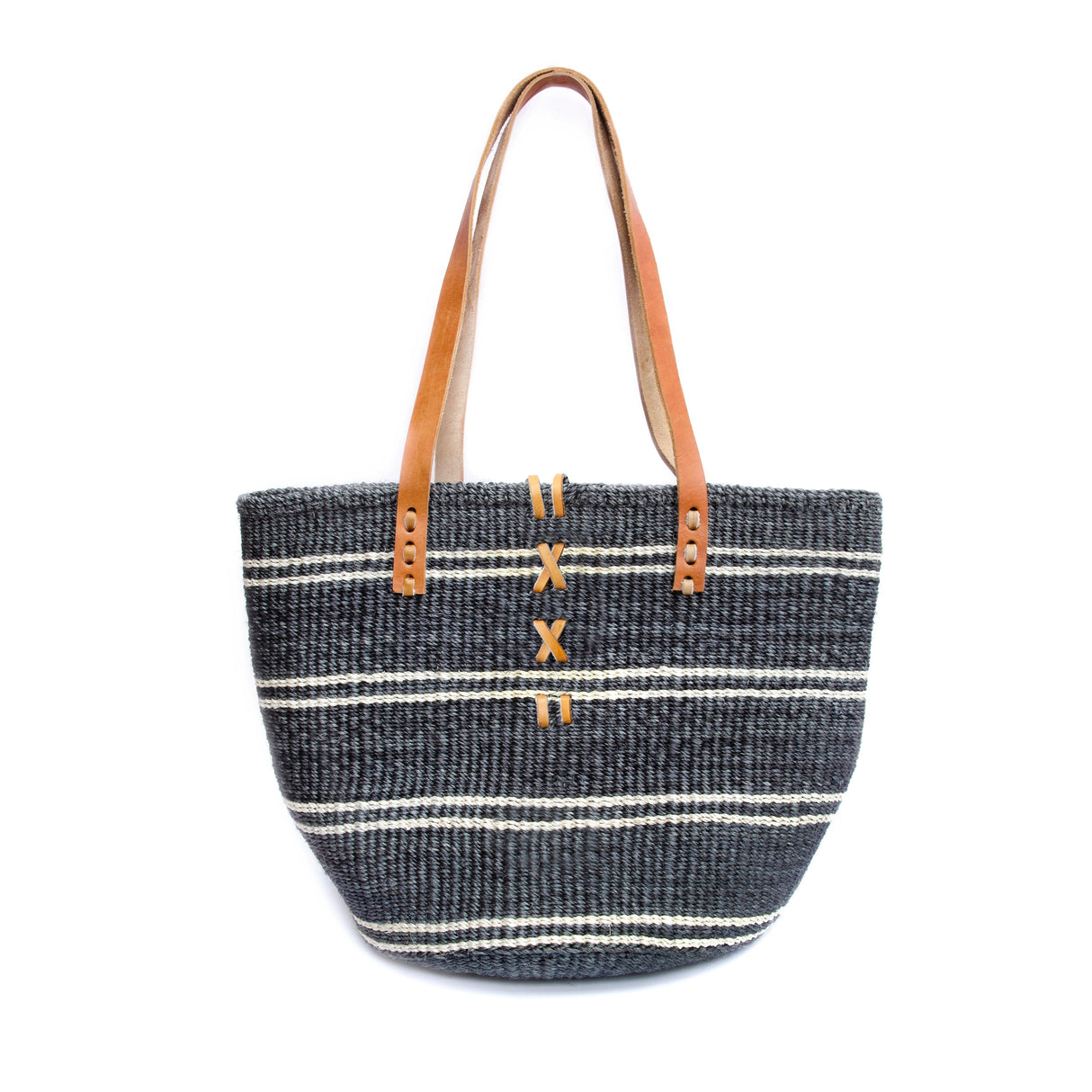 Sisal Bag Lg Blue White Striped