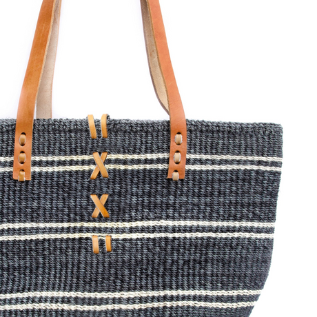 Sisal Bag Lg Blue White Striped - Sumiye Co