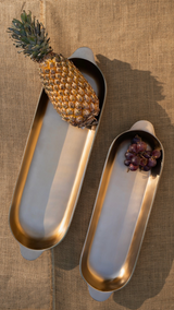 Antique Brass Long Trays Set of 2
