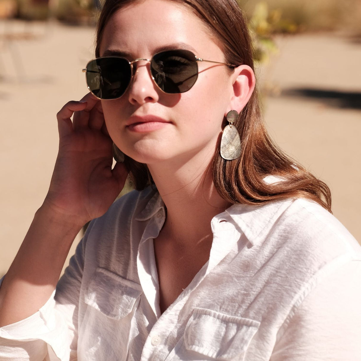 Earrings, Jewelry - Black Stud Earrings - Mother of Pearl | LIKHÂ - LIKHÂ