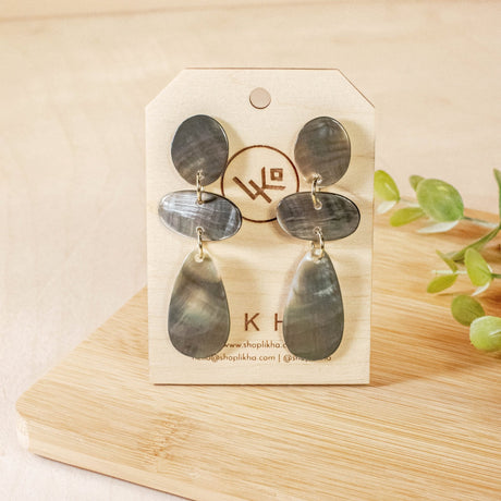 Earrings, Jewelry - Mother of Pearl Black Raindrop Earrings | LIKHÂ - LIKHÂ