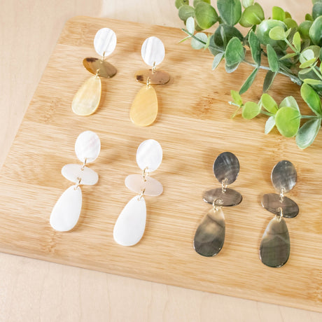 Earrings, Jewelry - Mother of Pearl Black Raindrop Earrings | LIKHÂ - LIKHÂ