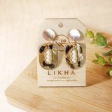 Earrings, Jewelry - Mother of Pearl Oval Dangle Earrings - Brown Tiger | LIKHÂ - LIKHÂ