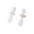 Pair of white and gold earrings on a white background