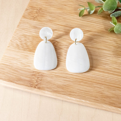 Earrings, Jewelry - Pearl White Mother of Pearl Earrings - Geometric Earrings | LIKHÂ - LIKHÂ