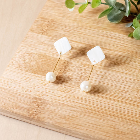 Earrings, Jewelry - White Pearl Drop Earrings - Mother of Pearl | LIKHÂ - LIKHÂ
